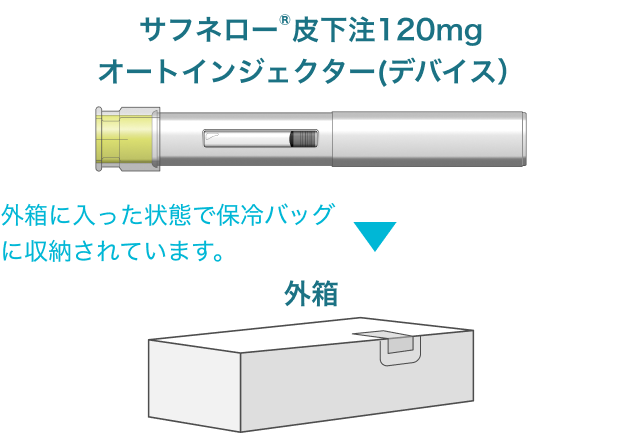 イラスト 外箱に入った状態で保冷バッグに収納されています。